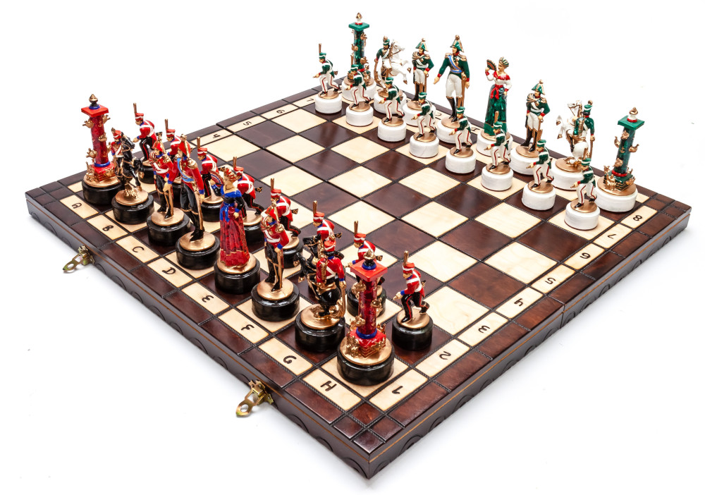 490x490 mm The Battle of Borodino handpainted figures on wooden Chess Board (by Fyodor Chess Studio)