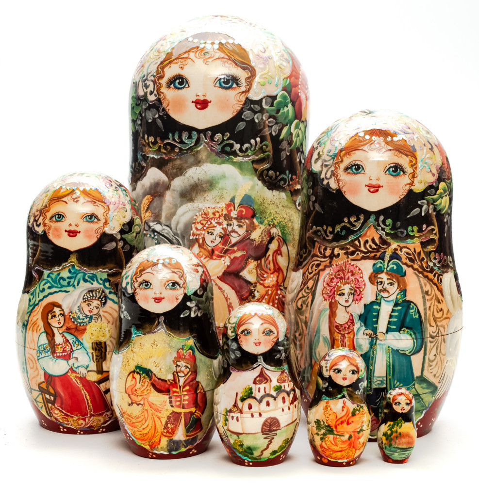 180 mm The Firebird hand painted on Wooden Matryoshka doll 7 pcs (by Valeria Crafts)