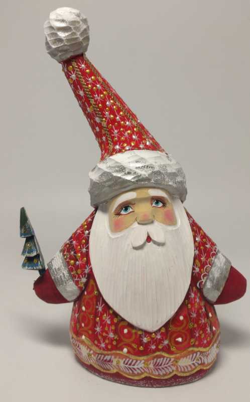 190 mm Santa Claus with Christmas tree (by Igor Carved Wooden Figures Studio)