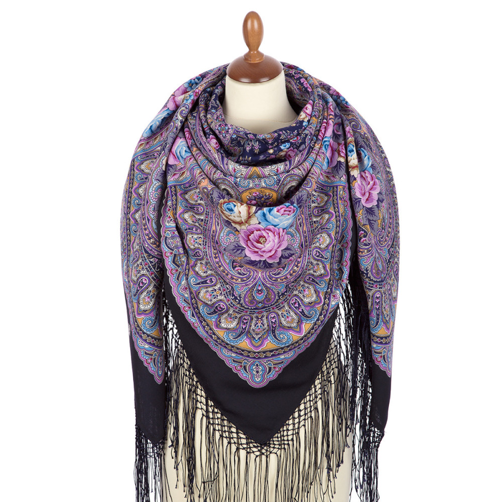 Shop Thick Woolen Fabric Shawls with Silk Fringe 148x148 cm Шаль «Осенние колокола» online at Skazka.site | Eligible for fast shipping and free returns. Шаль «Осенние колокола»