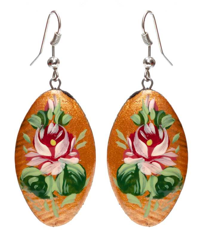 20x35mm Zhostovo wooden Earrings (by Lada Workshop)