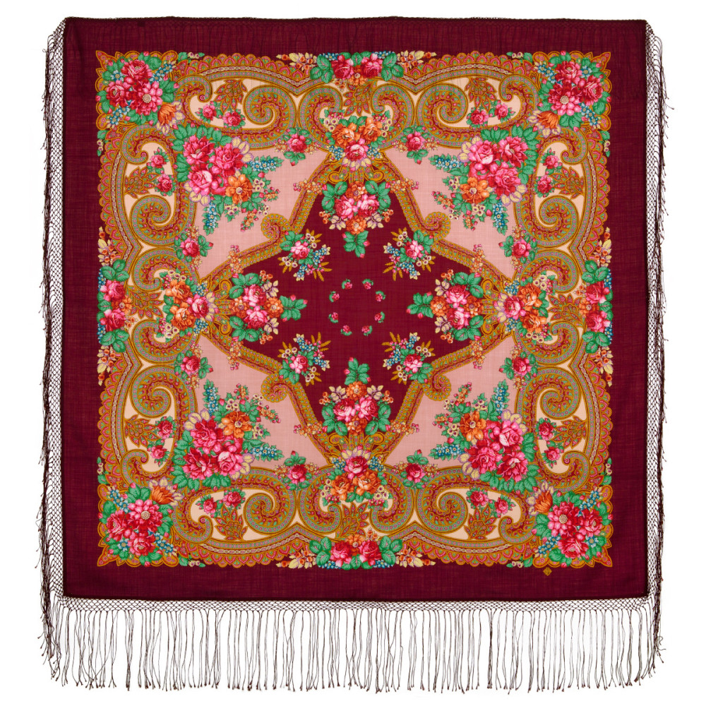 Shop Thick Woolen Fabric Shawls with Silk Fringe 148x148 cm Шаль «Лабзинский» online at Skazka.site | Eligible for fast shipping and free returns. Шаль «Лабзинский»