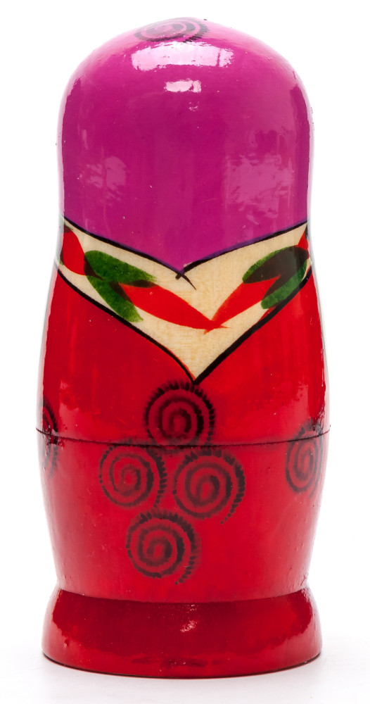 95 mm Pink Head Semenovskaya Hand Painted Wooden Matryoshka Nesting Doll 4 pcs inside (by Ivan Studio)