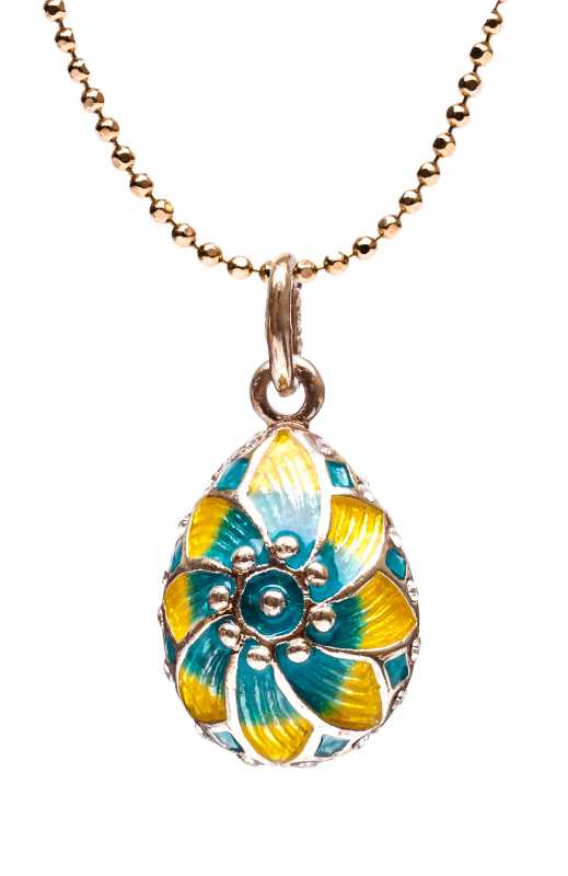 Flower Blue Egg Pendant