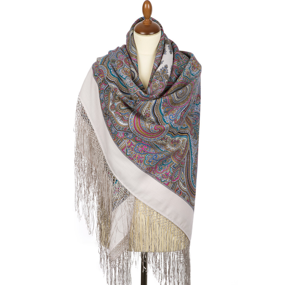 Shop Thick Woolen Fabric Shawls with Silk Fringe 148x148 cm Шаль «Драгоценная» online at Skazka.site | Eligible for fast shipping and free returns. Шаль «Драгоценная»