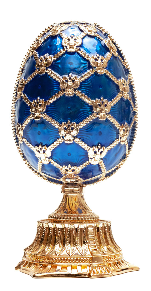 115 mm Blue Easter Egg with the Crown and Clock