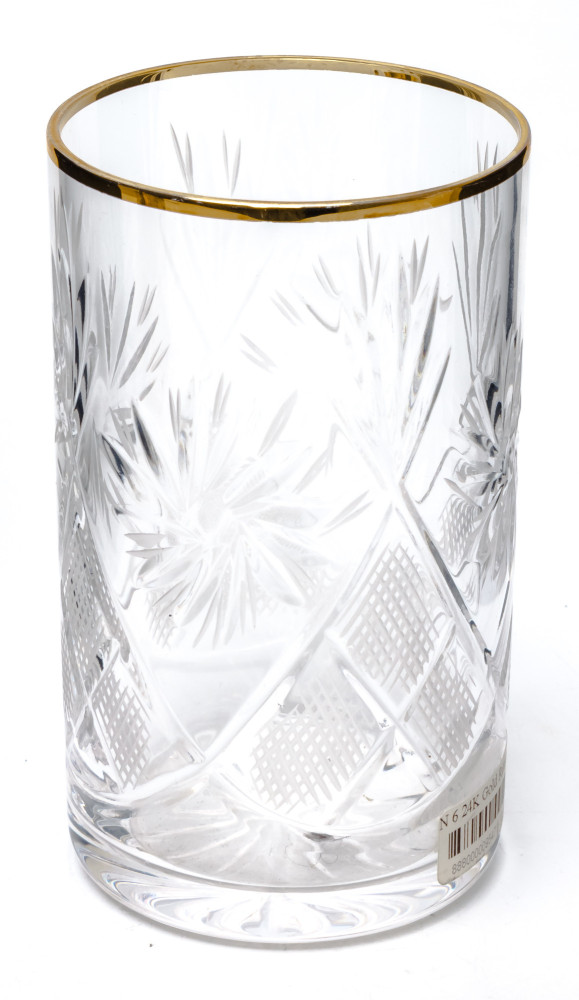 Saint Basil Cathedral Gold Plated Brass Tea Glass Holder with Crystal Glass and Gold Plated Tea Spoon (by Kolchugino)