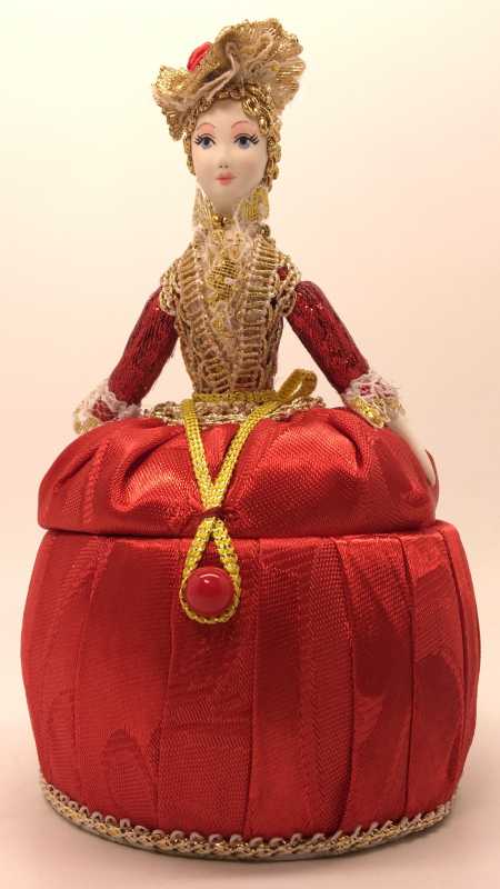 Girl in a Little Hat and Nice Dress Jewelry Box (hand-sewn Doll by Le Russe)