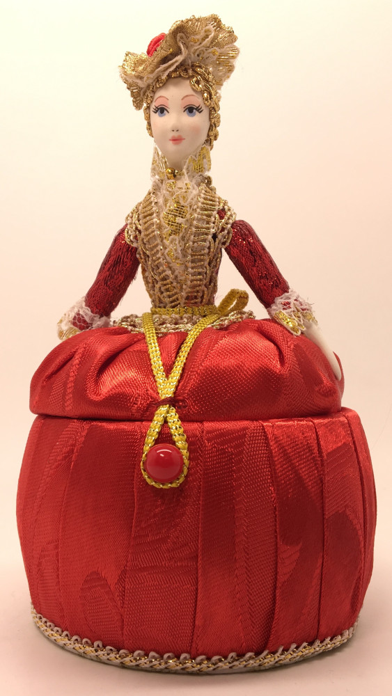 Girl in a Little Hat and Nice Dress Jewelry Box (hand-sewn Doll by Le Russe)