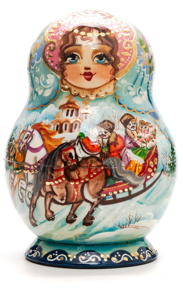 140mm Russian Winter hand painted Matryoshka round doll 10pcs
