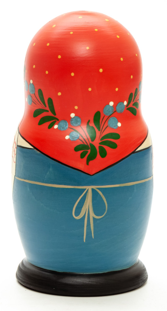 160 mm Mistress with a Samovar hand painted Traditional Russian Wooden Matryoshka round doll 5 pcs (by Sergey Malyutin)