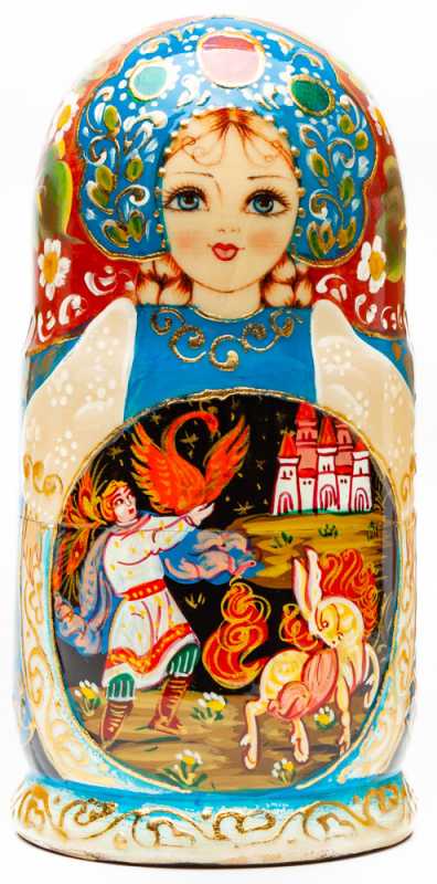 180 mm The Little Humpbacked Horse handpainted Wooden Matryoshka Doll 5 pcs (by Sheherazade)