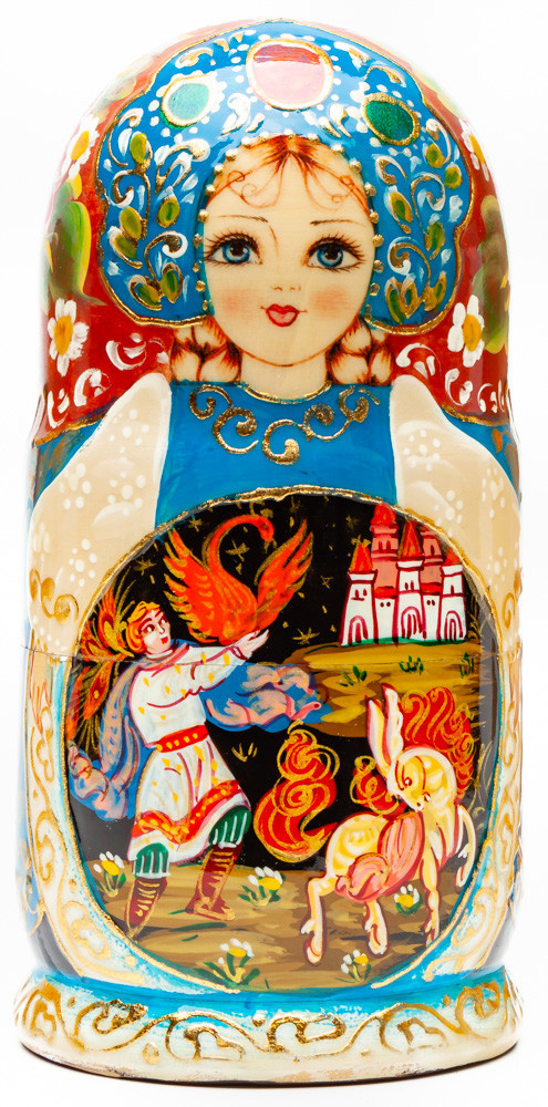 180 mm The Little Humpbacked Horse handpainted Wooden Matryoshka Doll 5 pcs (by Sheherazade)
