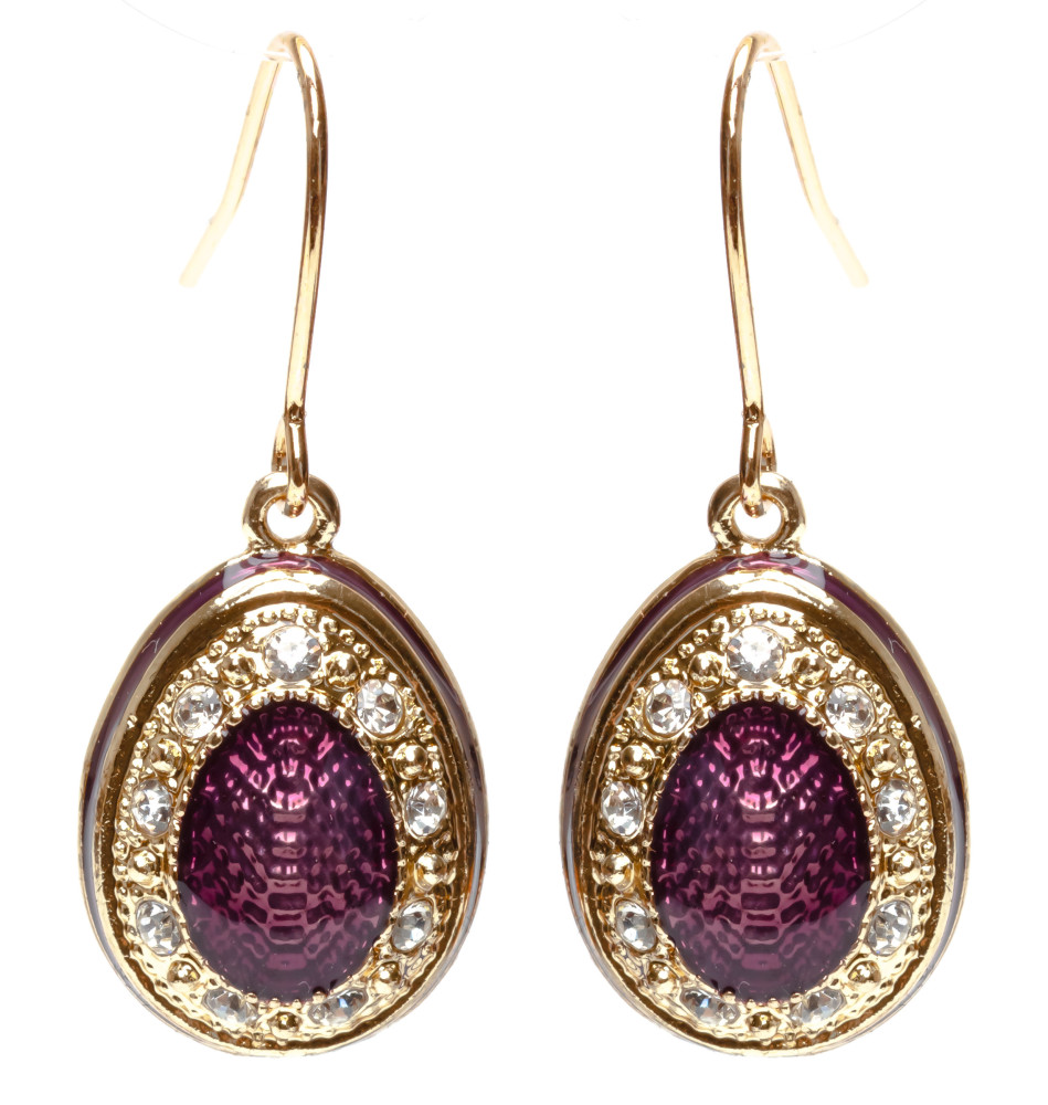 15x35 mm Violet Oval Egg Shaped Earrings