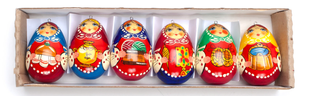 220x70 mm Russian Christmas Tree Ornaments set of 6 pcs (by Andrey Studio)
