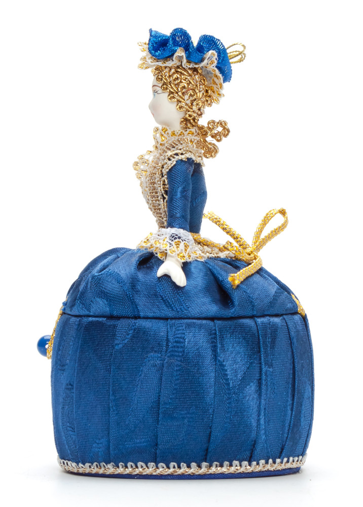 Girl in a Little Hat and Nice Dress Jewelry Box (hand-sewn Doll by Le Russe)