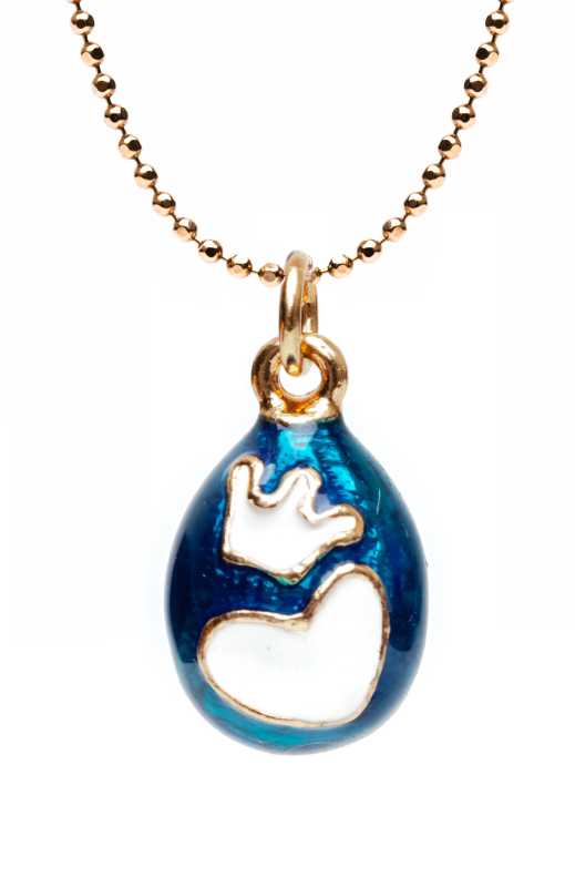 Heart an a Crown Blue Egg Pendant