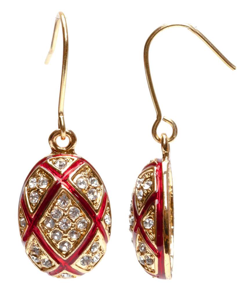 15x35 mm Red Rhombus Egg Shaped Earrings