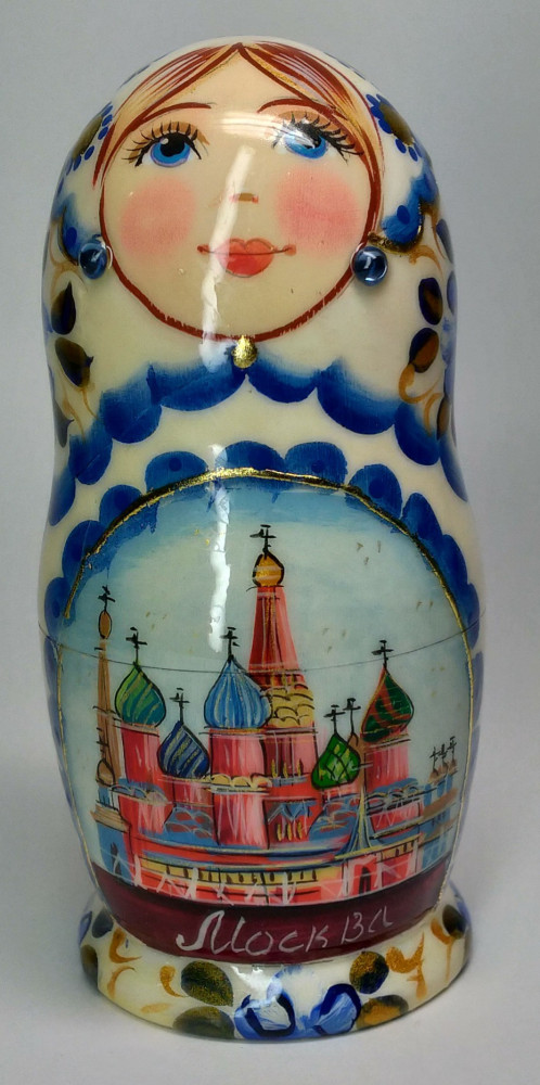 110 mm Moscow Snt Basil Cathedral hand painted on wooden Matryoshka doll 5 pcs (by A Studio)