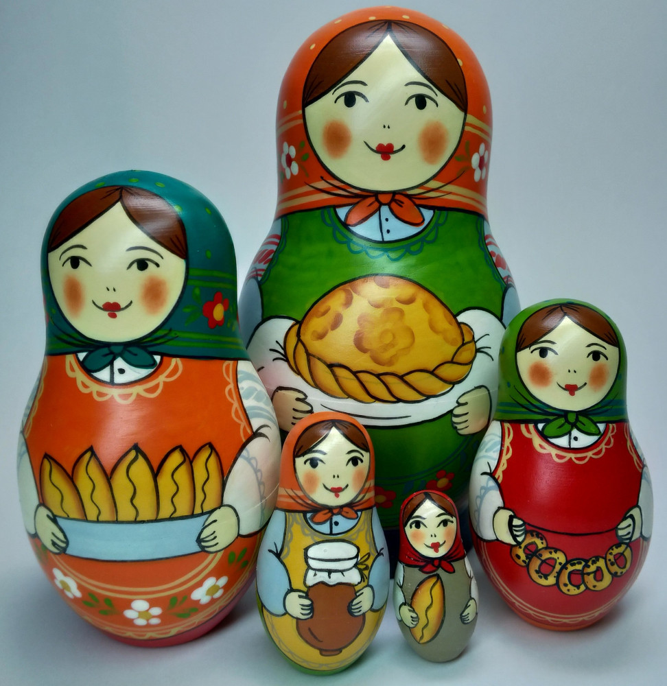 Shop Exclusive Nesting Dolls 125 mm Mistress with Bread and Salt hand painted Traditional Russian Wooden Matryoshka doll 5 pcs (by Igor Malyutin) online at Skazka.site | Eligible for fast shipping and free returns. 125 mm Mistress with Bread and Salt hand painted Traditional Russian Wooden Matryoshka doll 5 pcs (by Igor Malyutin)