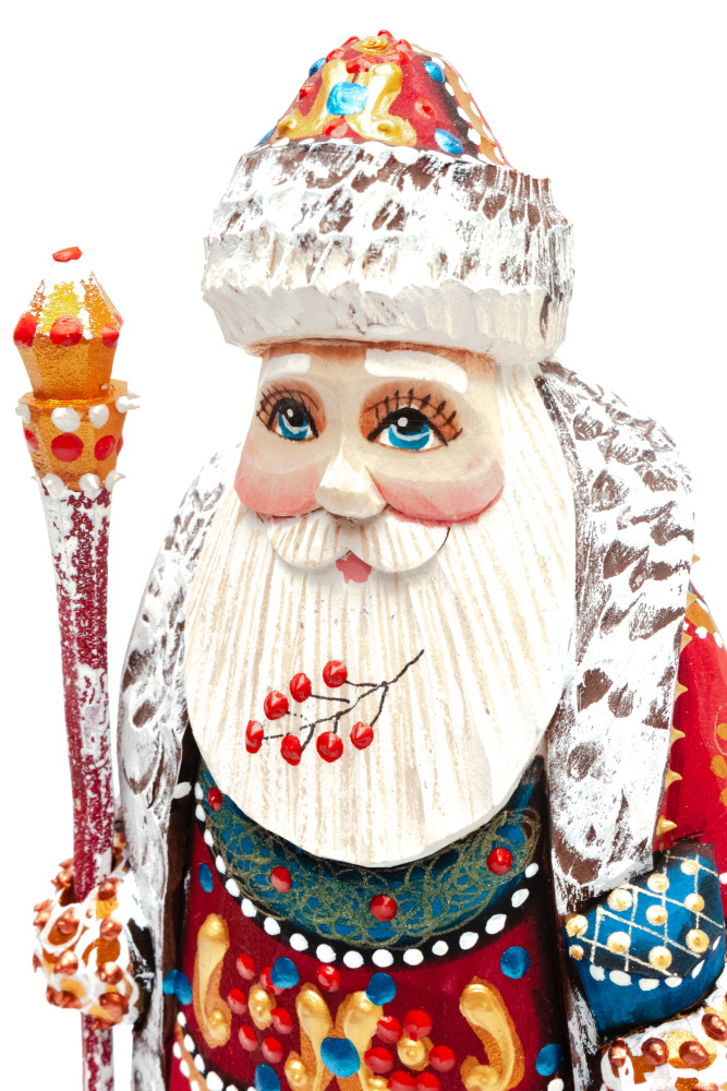 170 mm Santa Claus hand carved and painted wooden figure with a Bag of Gifts (by Natalia Workshop)