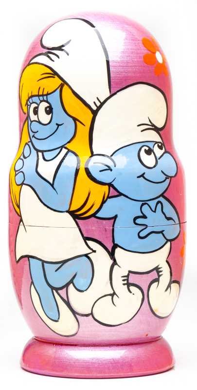 180mm The Smurfs Hand Painted Matryoshka Doll 5 pcs (by Konstantin Studio)