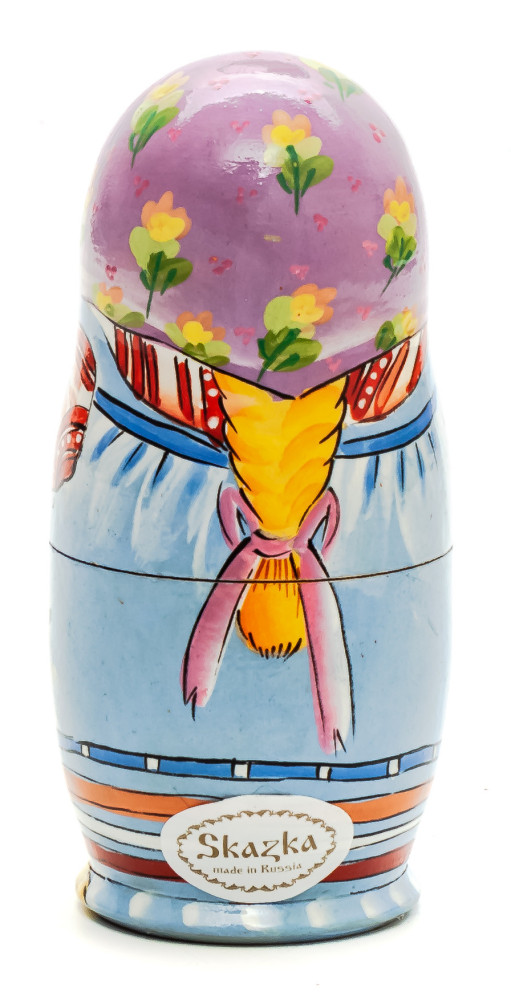 100 mm Girl with a Duck hand painted on Wooden Matryoshka doll 5 pcs (by Skazka)