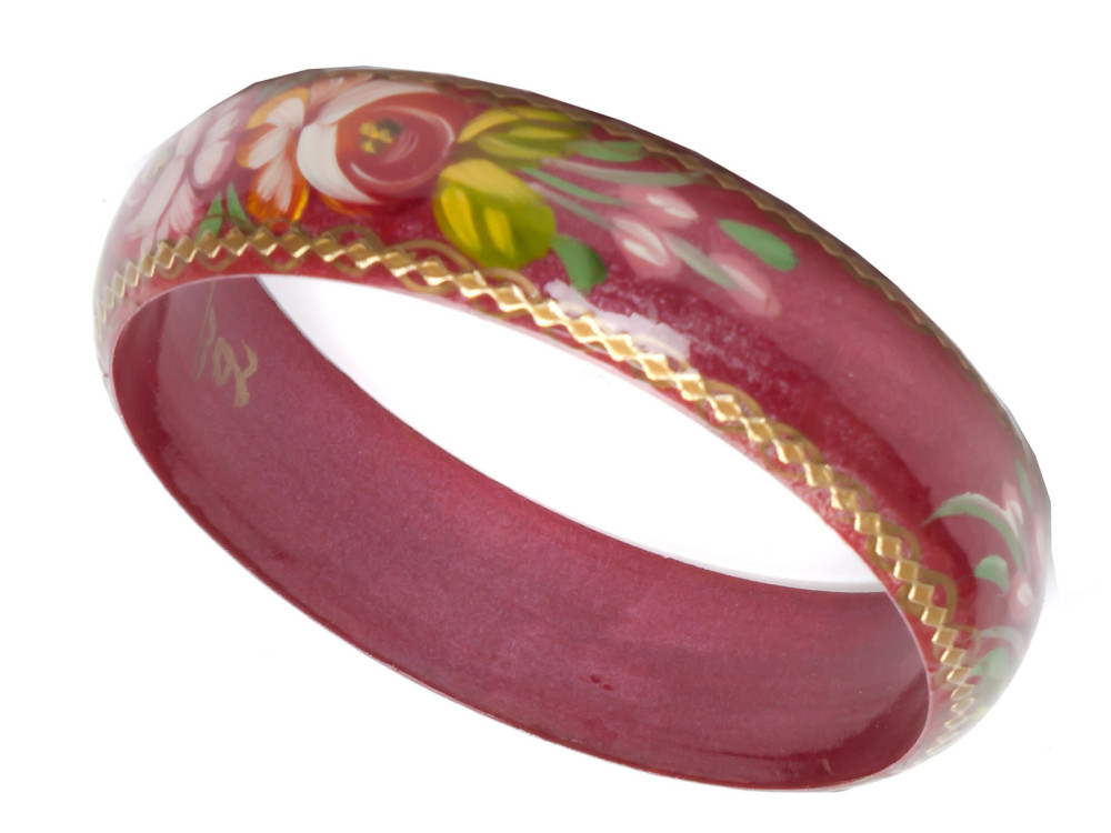 80x20 mm Zhostovo Hand Painted Bracelet (by Lada Workshop)