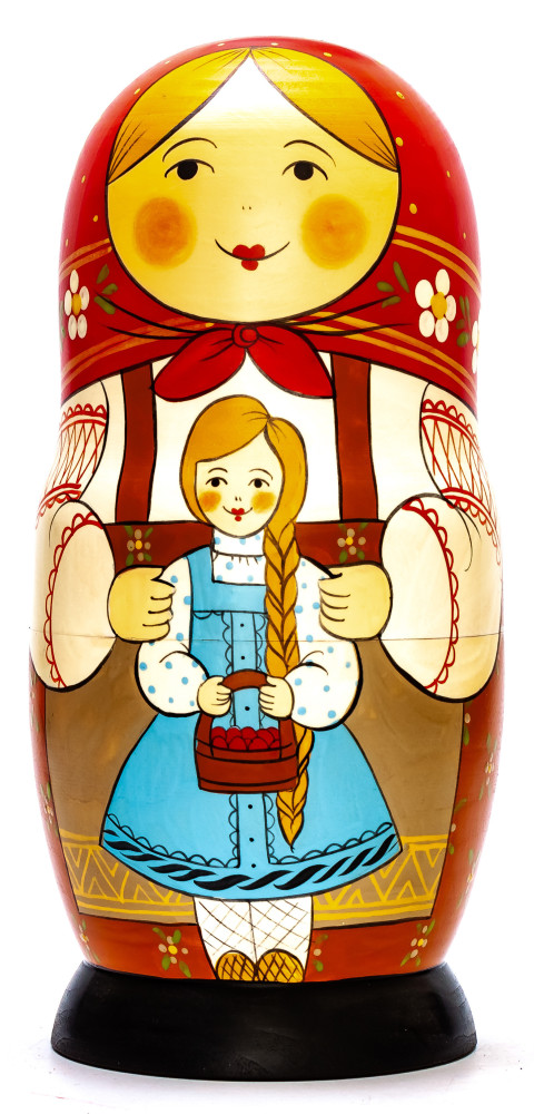 230mm Mistress with Daughter hand painted Traditional Russian Wooden Matryoshka doll 7 pcs (by Igor Malyutin)