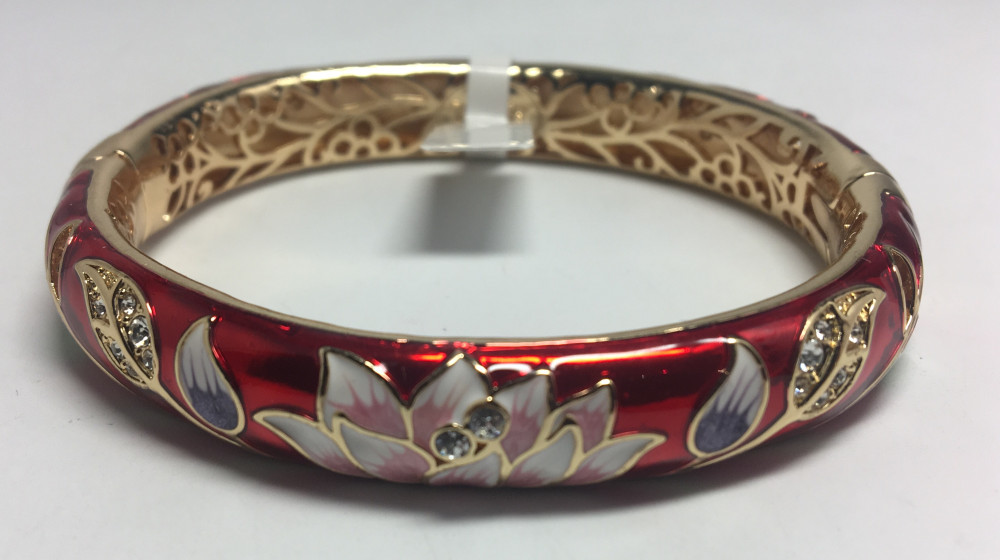 Lotus Red Bracelet with Enamel (by AKM Gifts)