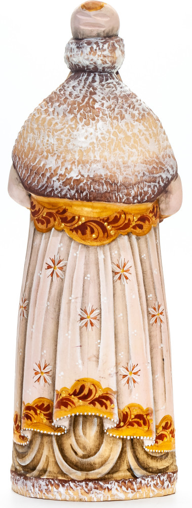 240 mm Santa with a Magic Staff and a Bag handpainted Wooden Carved Statue (by Natalia Nikitina Workshop)