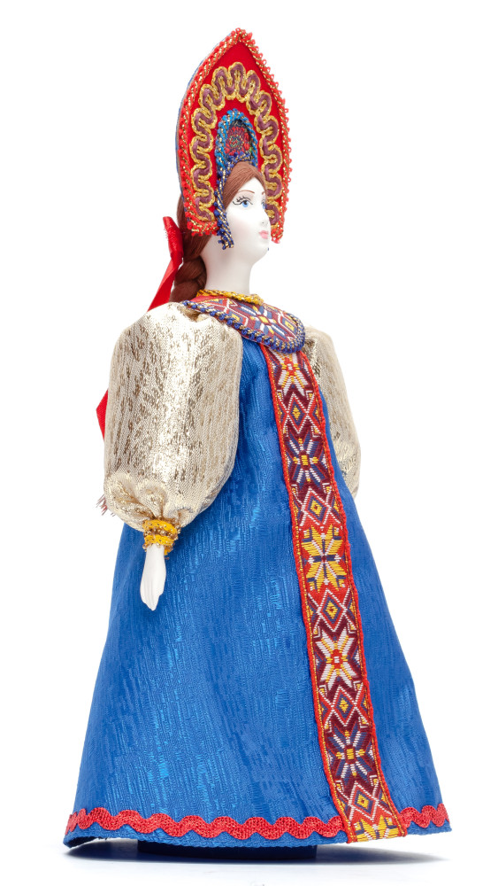 Porcelain Doll in a Russian Dress and Kokoshnik - 11 Inches (by Le Russe)