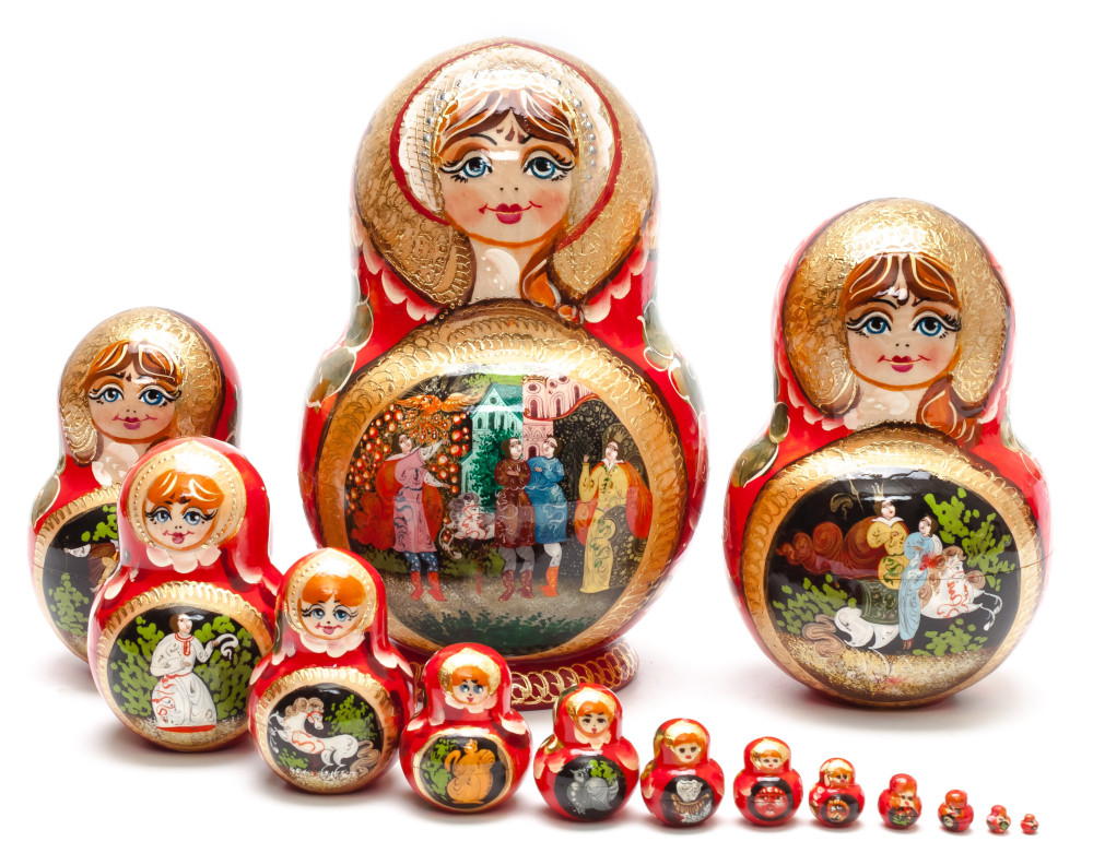 Shop Exclusive Nesting Dolls 220 mm Firebird Fairytale Hand painted Matryoshka doll 15 pcs round shape (by Valery Studio) online at Skazka.site | Eligible for fast shipping and free returns. 220 mm Firebird Fairytale Hand painted Matryoshka doll 15 pcs round shape (by Valery Studio)