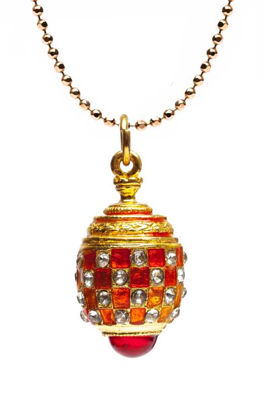 Orange with Rhinestones Egg Pendant