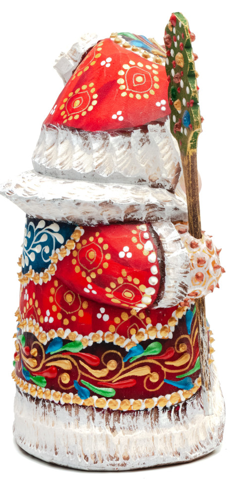 110 mm Santa Claus in a Magic Cap hand carved and painted wooden statue (by Natalia Workshop)