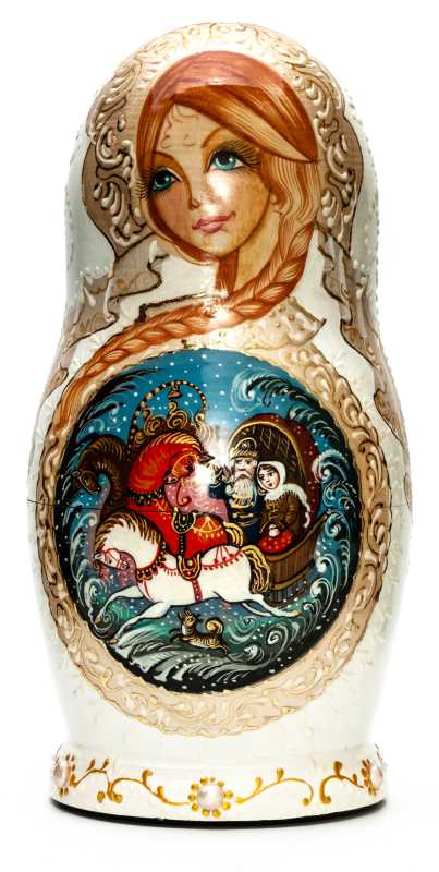 180 mm Morozko handpainted Wooden Matryoshka Doll 5 pcs (by Sheherazade)