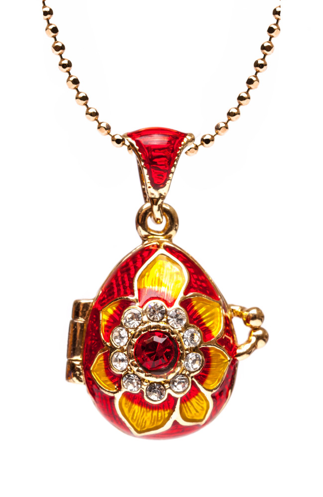Flower Opening Red and Yellow Egg Pendant