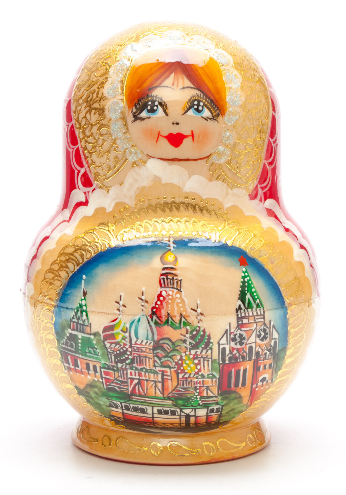 170 mm Moscow Snt Basil Cathedral and Kremlin handpainted Wooden Matryoshka Doll 10 pcs (by Valery Crafts)
