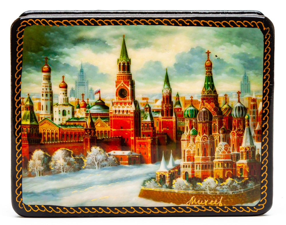 110x80mm Moscow Kremlin Hand Painted Jewellery Box
