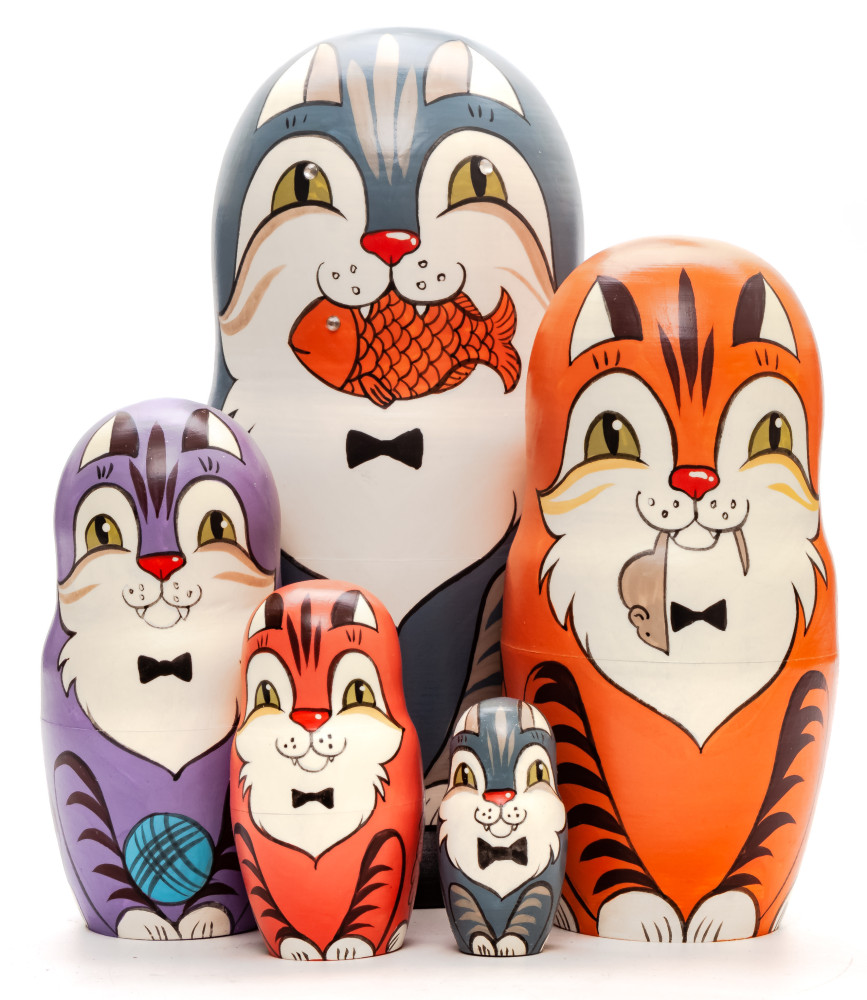 Shop Exclusive Nesting Dolls 160 mm Cat with a Fish hand painted Traditional Russian Wooden Matryoshka doll 5 pcs (by Igor Malyutin) online at Skazka.site | Eligible for fast shipping and free returns. 160 mm Cat with a Fish hand painted Traditional Russian Wooden Matryoshka doll 5 pcs (by Igor Malyutin)