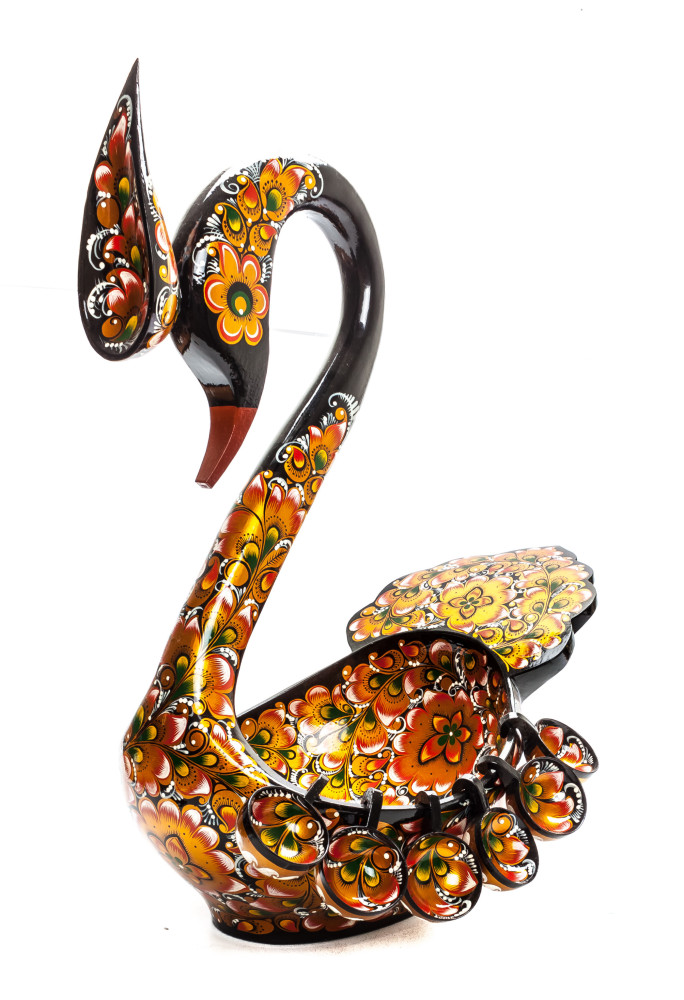 230x370mm Duck Khokhloma hand painted wooden Ladle for Wine with small Ladles