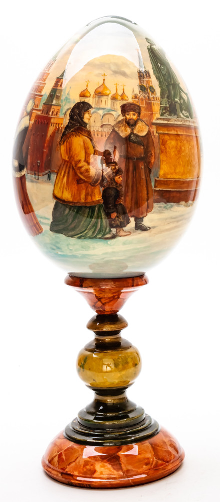 310 mm Moscow hand painted on colored wooden Egg with standby (by Tatiana Crafts)