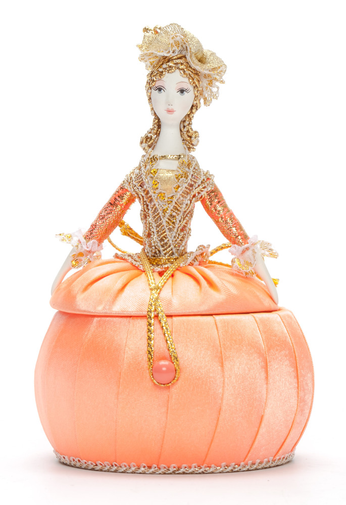 Girl in a Little Hat and Nice Dress Jewelry Box (hand-sewn Doll by Le Russe)