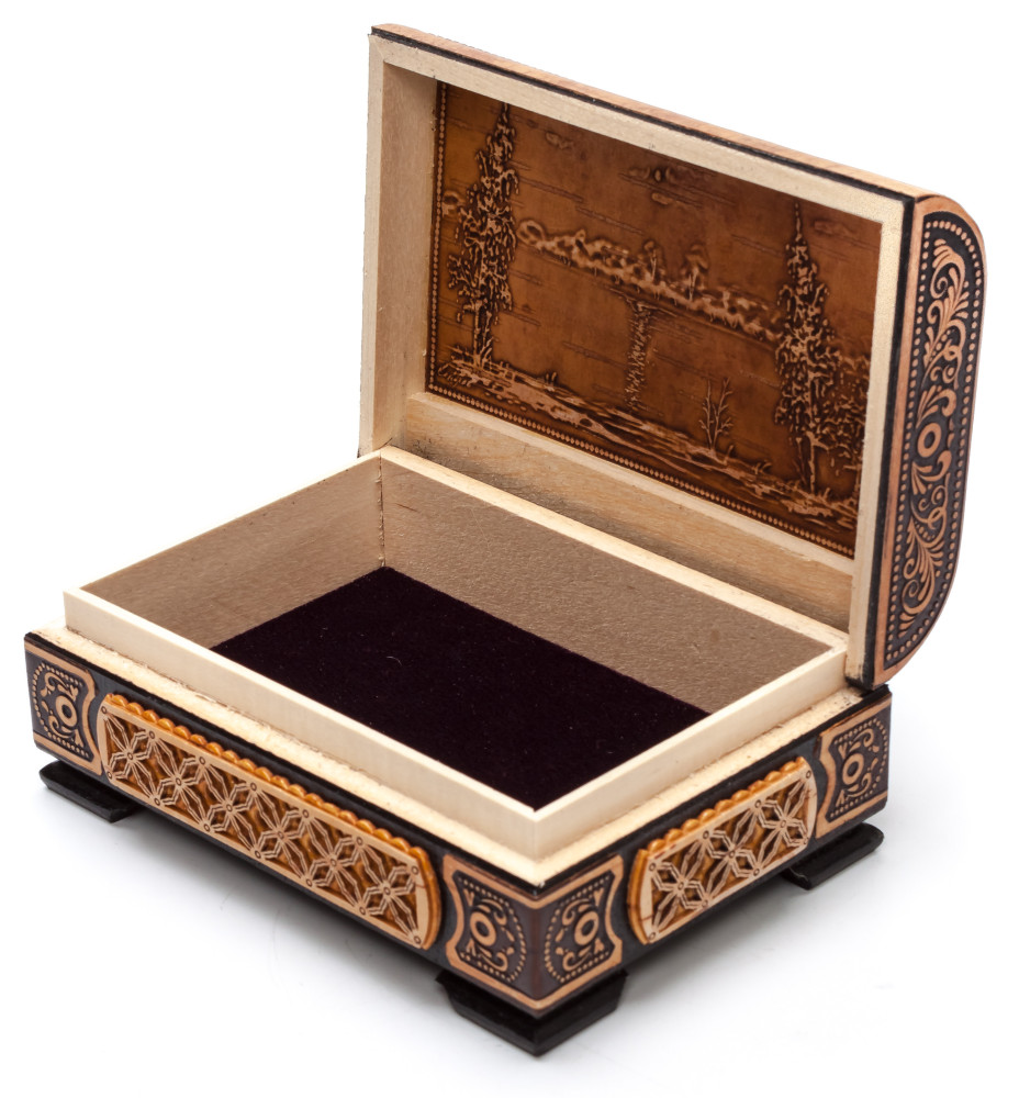 120x85 mm Moscow hand made Birchbark Jewelry Box (by Maxim Birch)