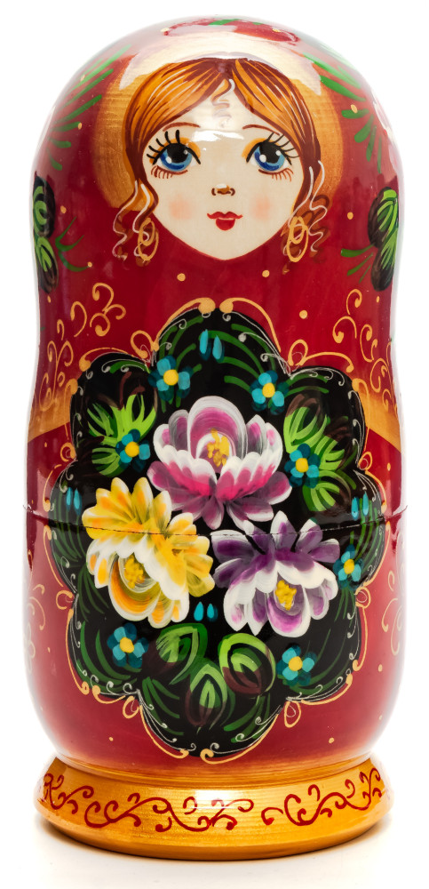 180 mm Summer Flowers hand painted Russian Matryoshka Doll 5pcs (by Summer Shine)