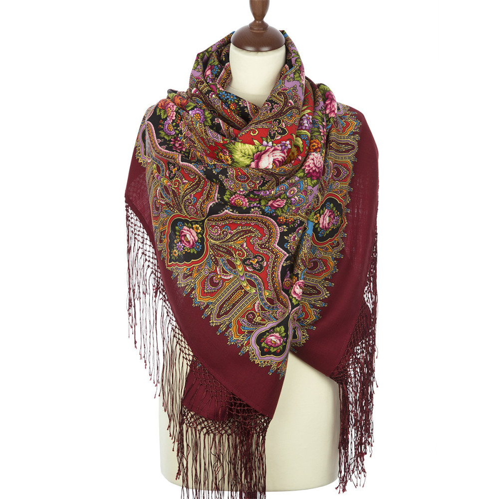 Shop Thick Woolen Fabric Shawls with Silk Fringe 148x148 cm Шаль «Миндаль» online at Skazka.site | Eligible for fast shipping and free returns. Шаль «Миндаль»
