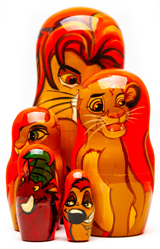 180mm Lion King Hand Painted Matryoshka Doll 5 pcs (by Konstantin Studio)