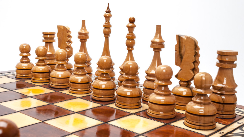 500x500 mm Hand Carved Chess Pieces on Inlaid Wood Board Box (by Fyodor Chess Workshop)
